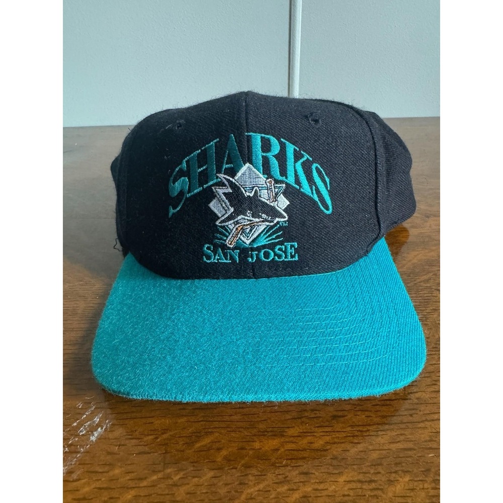 Vintage San Jose Sharks Hat Cap Snap Back Mens One Size Black NHL Hockey AJD 90s